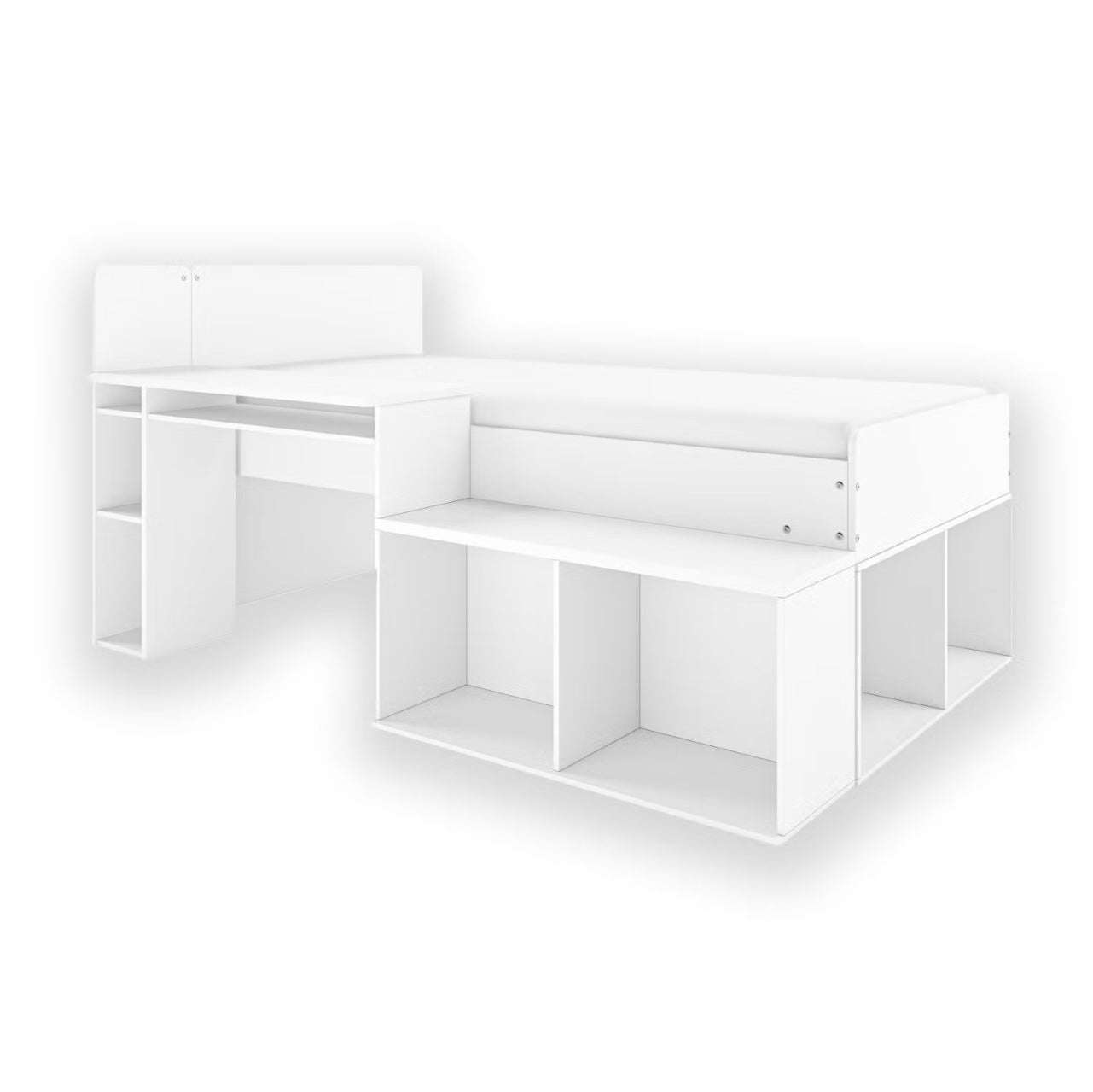 Mid Sleeper Bed with Shelves and Built in Desk