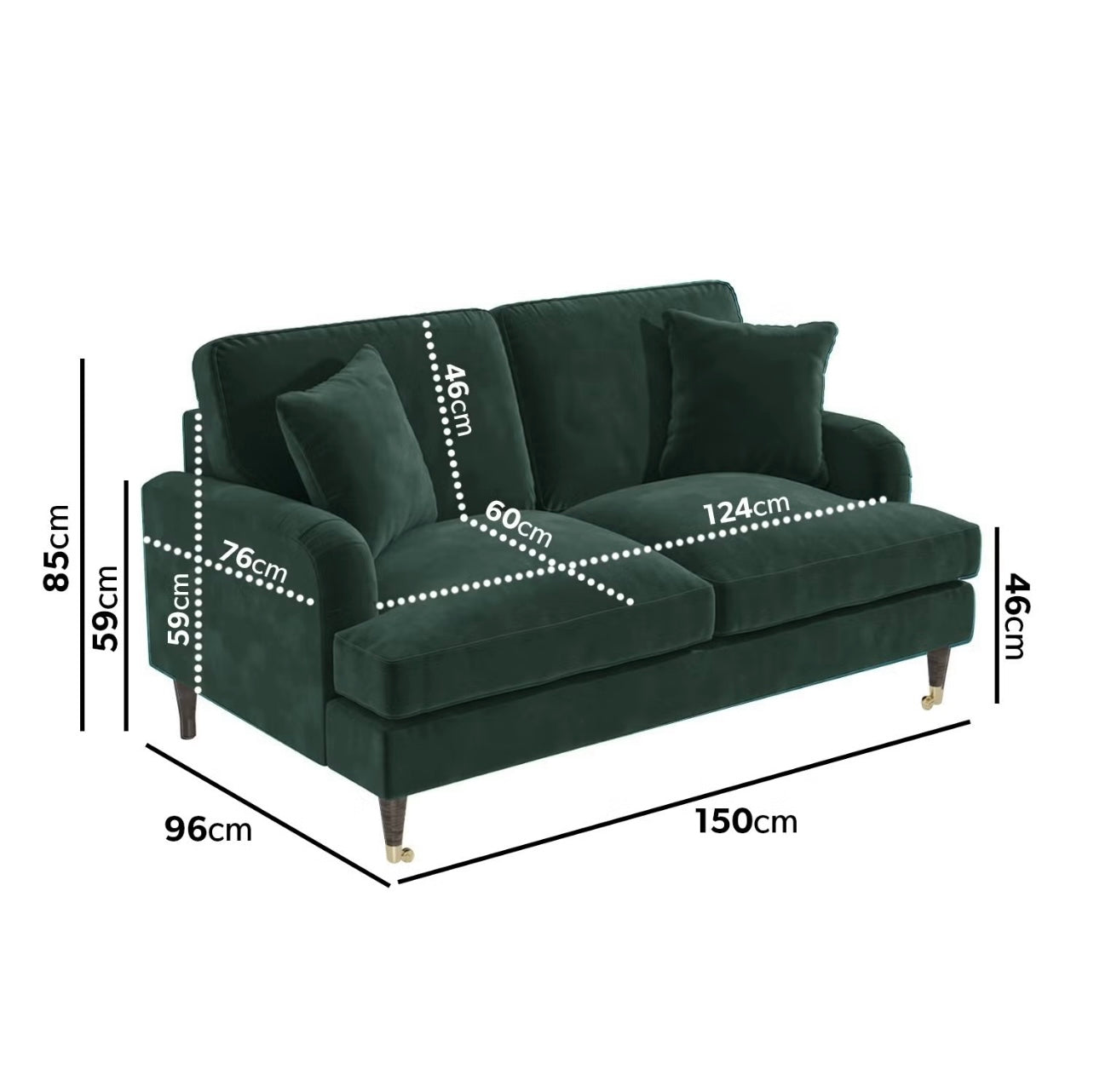 Velvet Sofa 2 Seater with Cushions