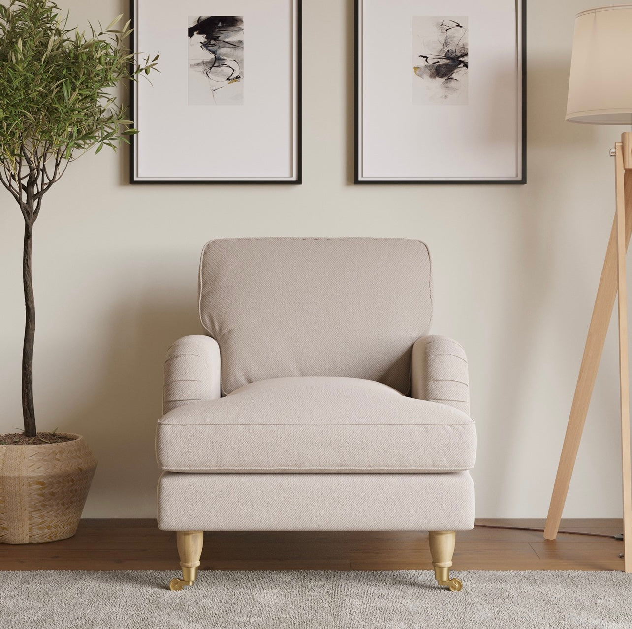 Armchair Plush Upholstered Classic and Tailored