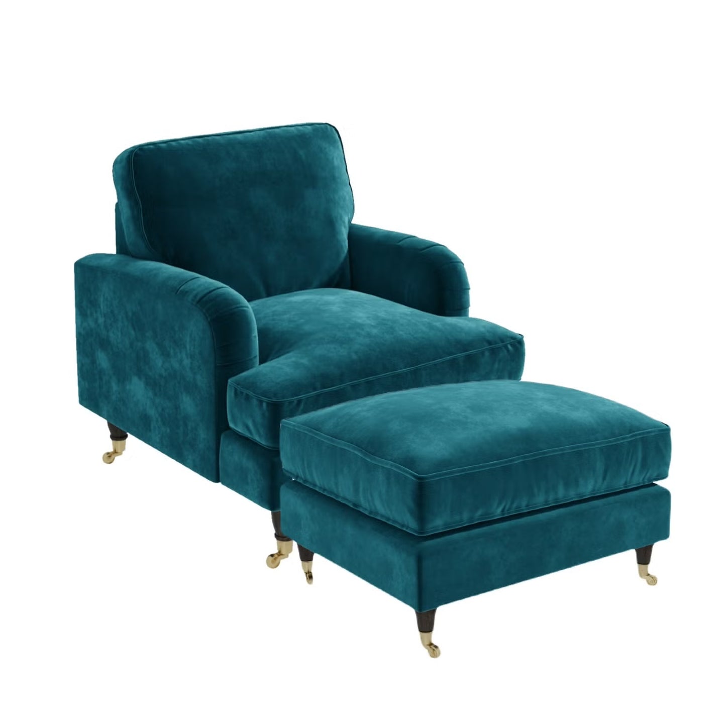 Velvet Footstool Upholstered in Blue