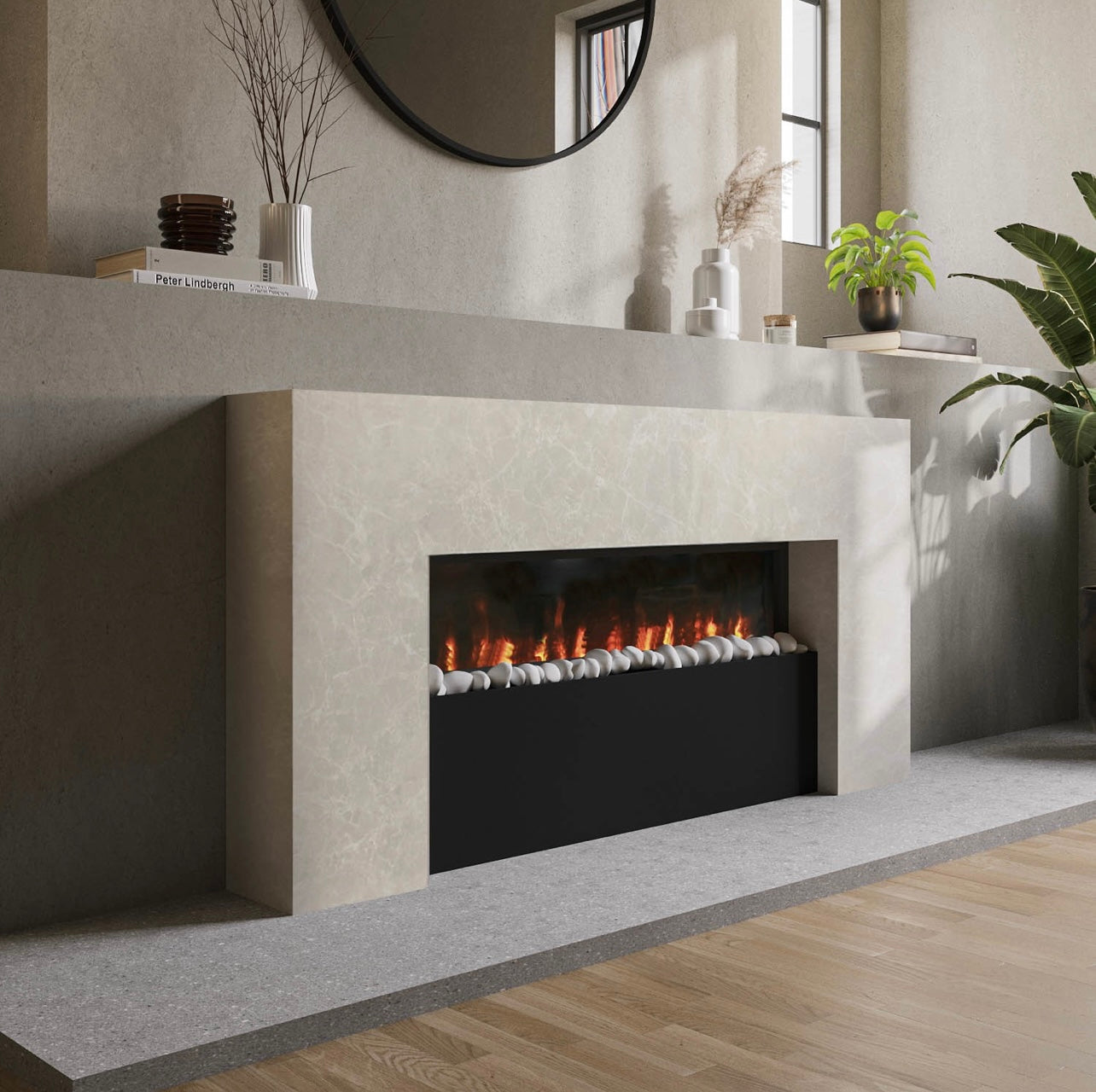 Electric Fireplace with LED Flames and Remote Control