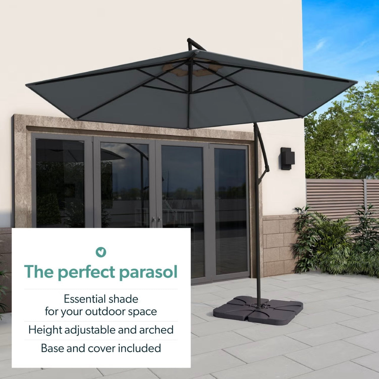 Garden Parasol with Base and Cover Outdoor Patio