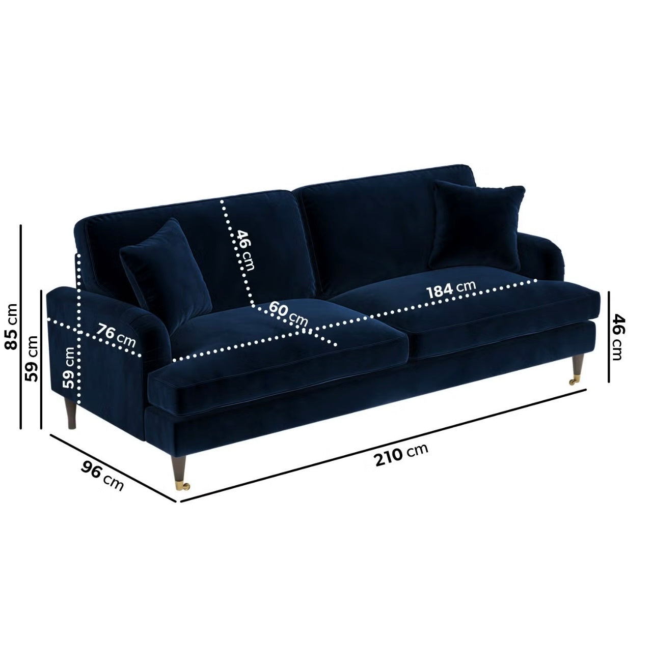 4 Seater Velvet Sofa with Cushions