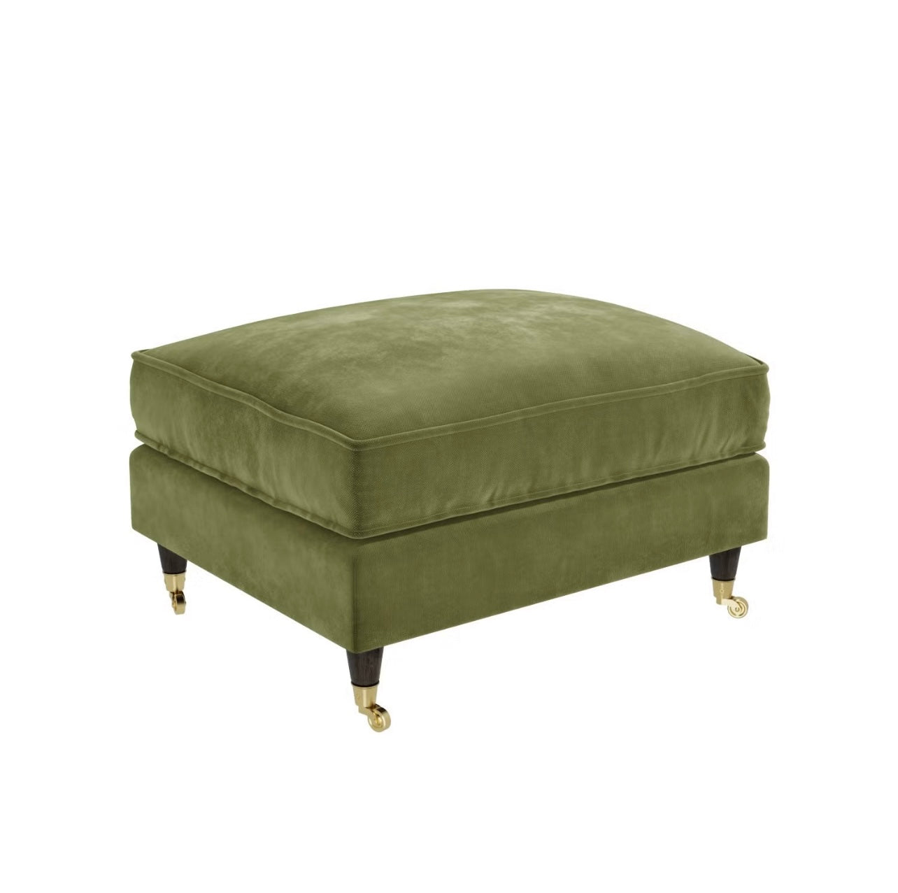 Velvet Footstool Upholstered in Green