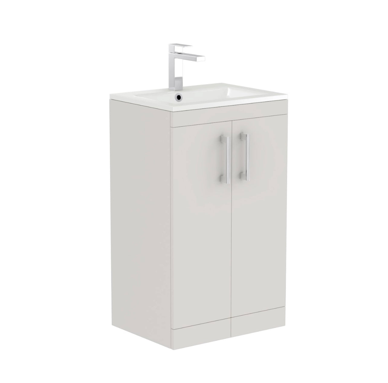 White Vanity Unit with Basin and Handles