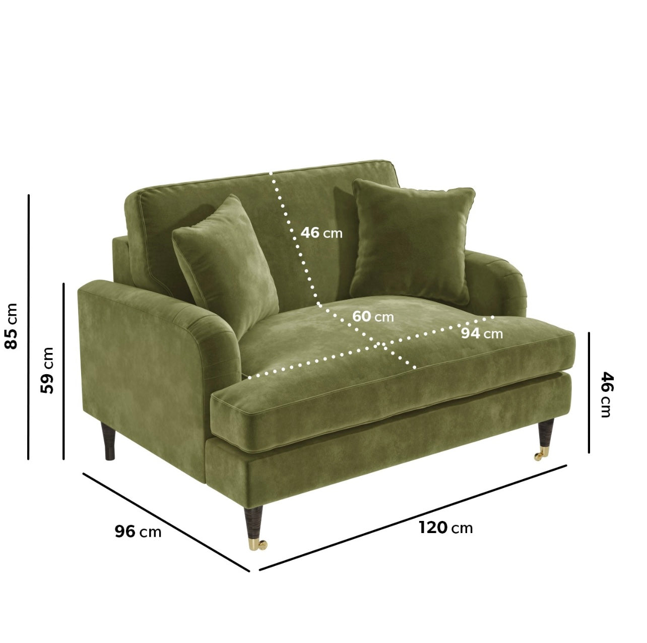 Velvet Loveseat 2 Seater Sofa Couch with Cushions