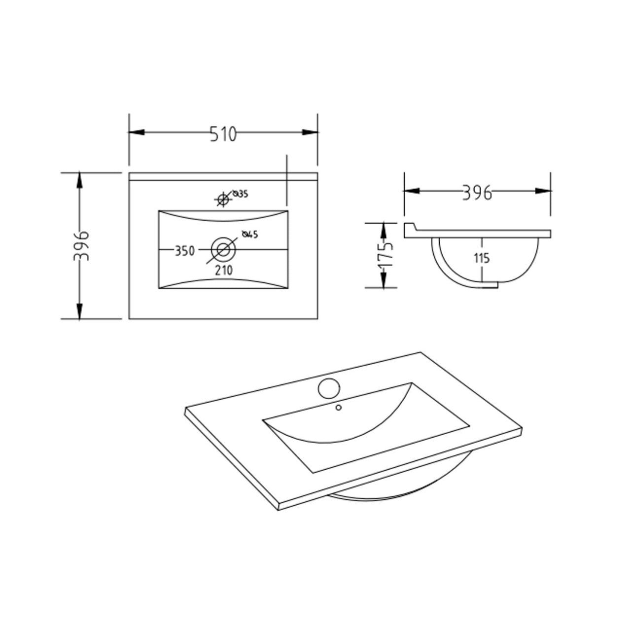 White Vanity Unit with Basin and Handles