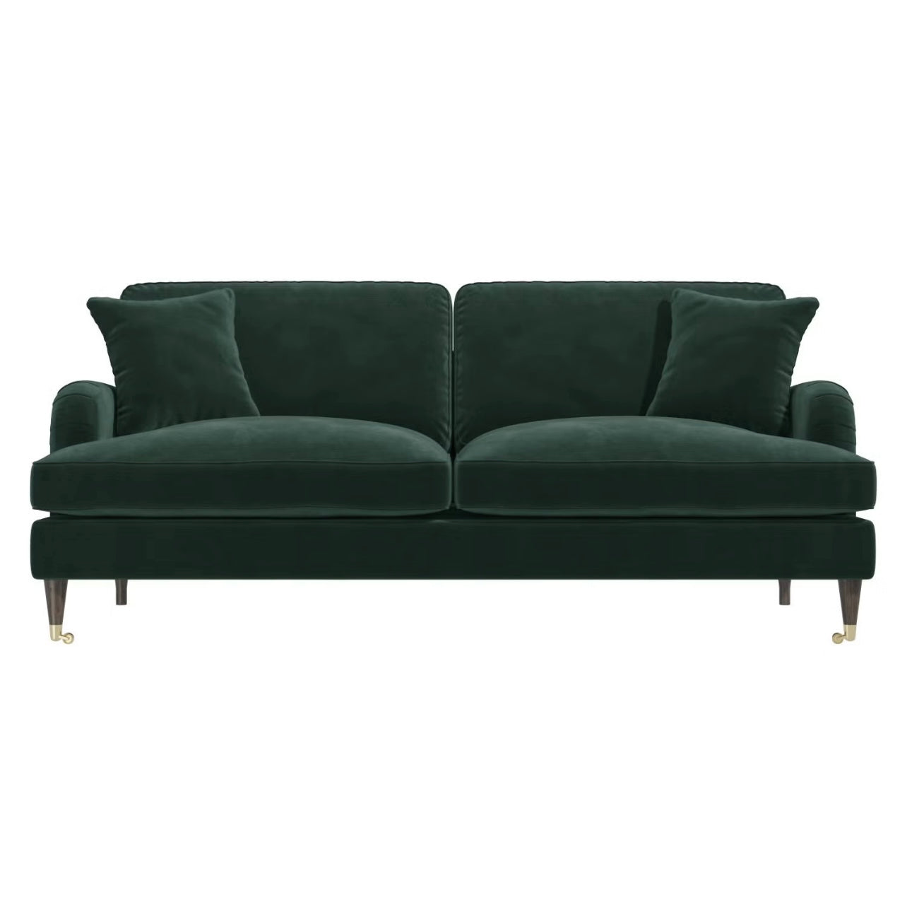 Velvet Sofa 3 Seater in Green with Cushions