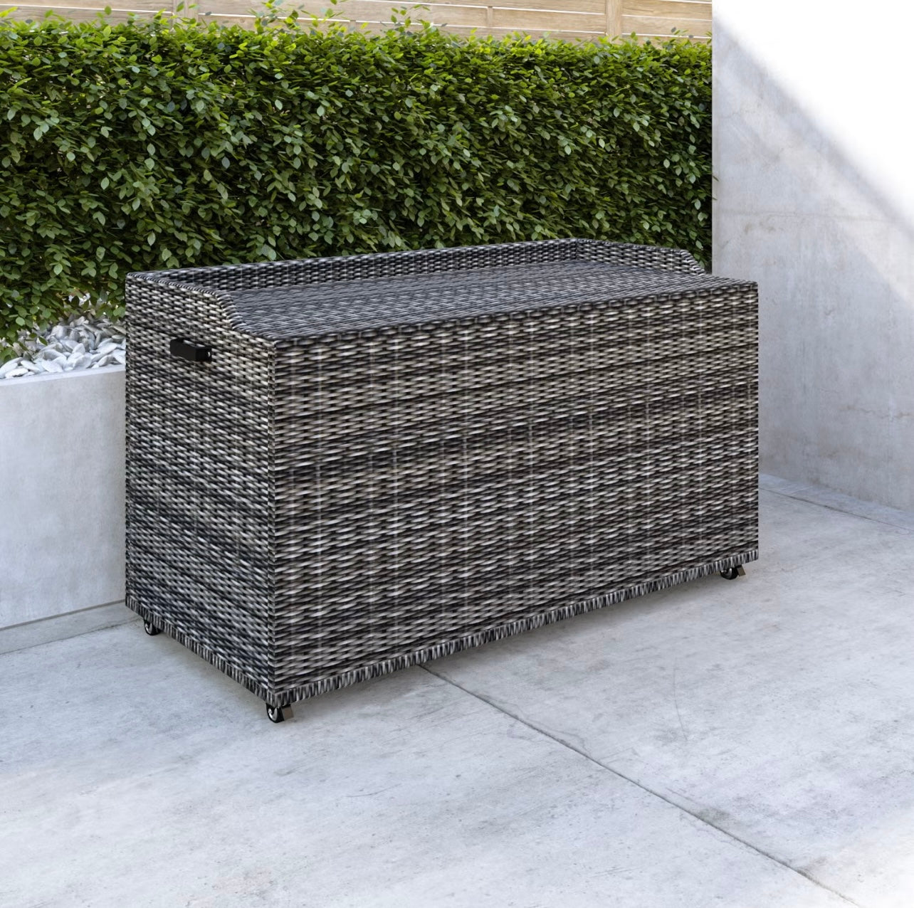 Rattan Cushion Box with Gas Lift Outdoor Patio