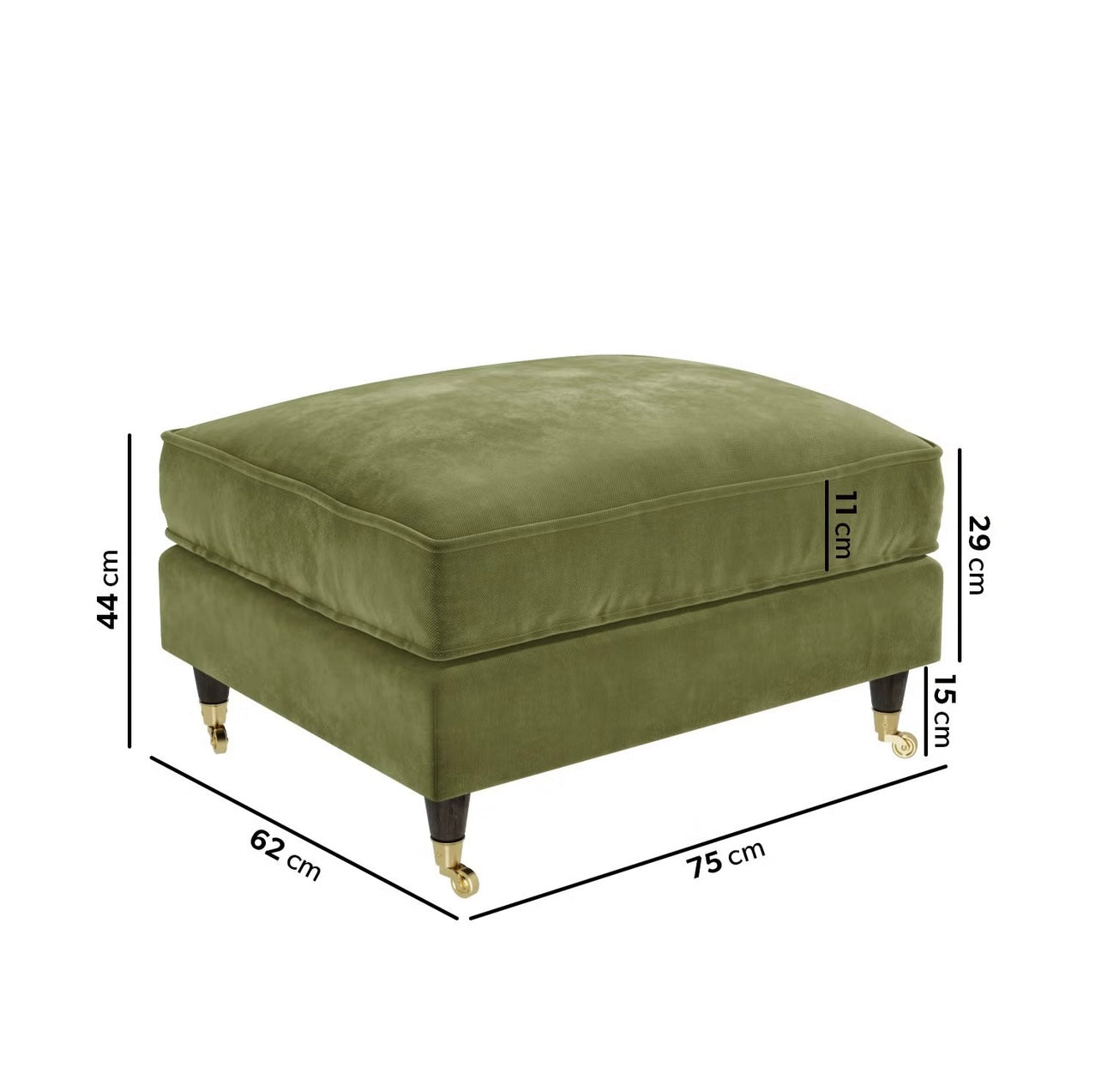 Velvet Footstool Upholstered in Green