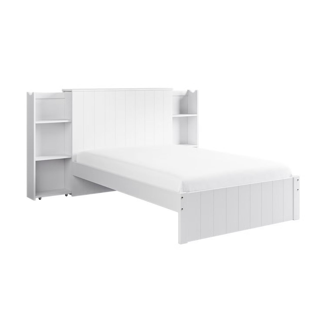 Small Double Bed in White with Storage