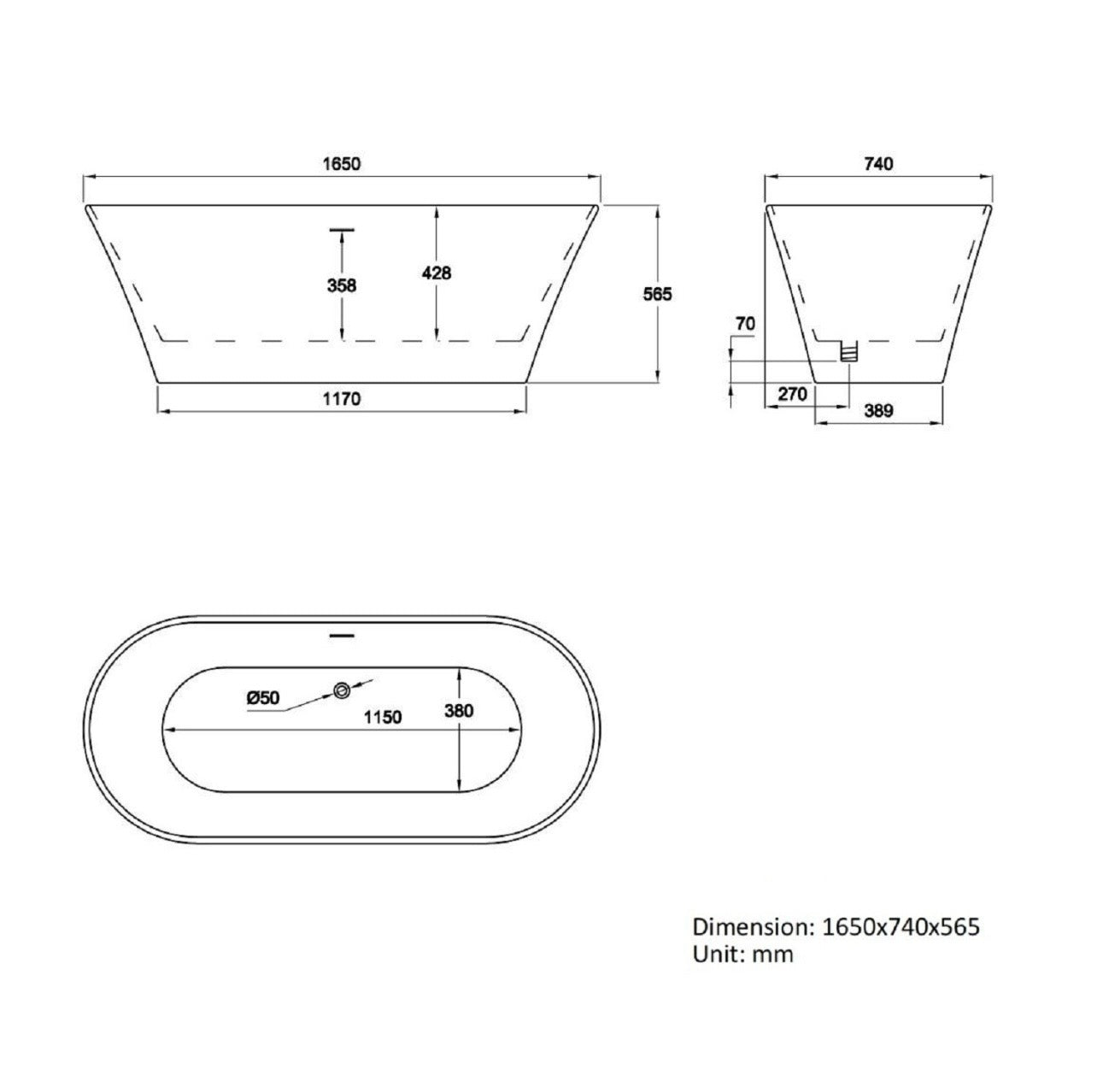 Double Ended Bath Curved and Freestanding