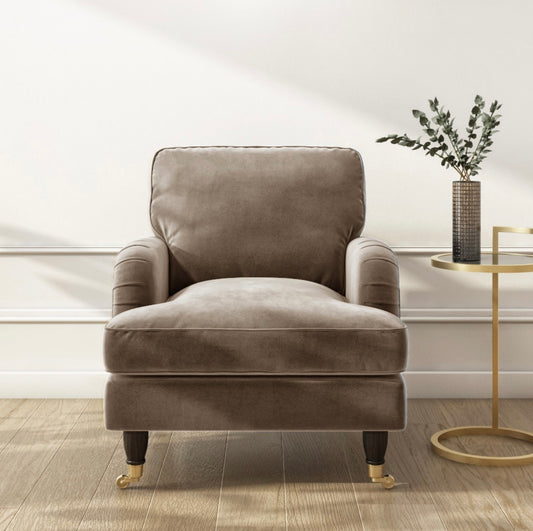 Velvet Armchair Plush Upholstered Classic and Tailored