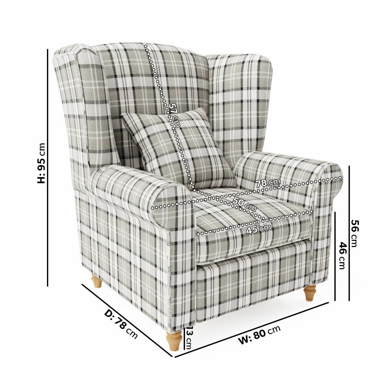 Fabric Armchair with Supportive Back