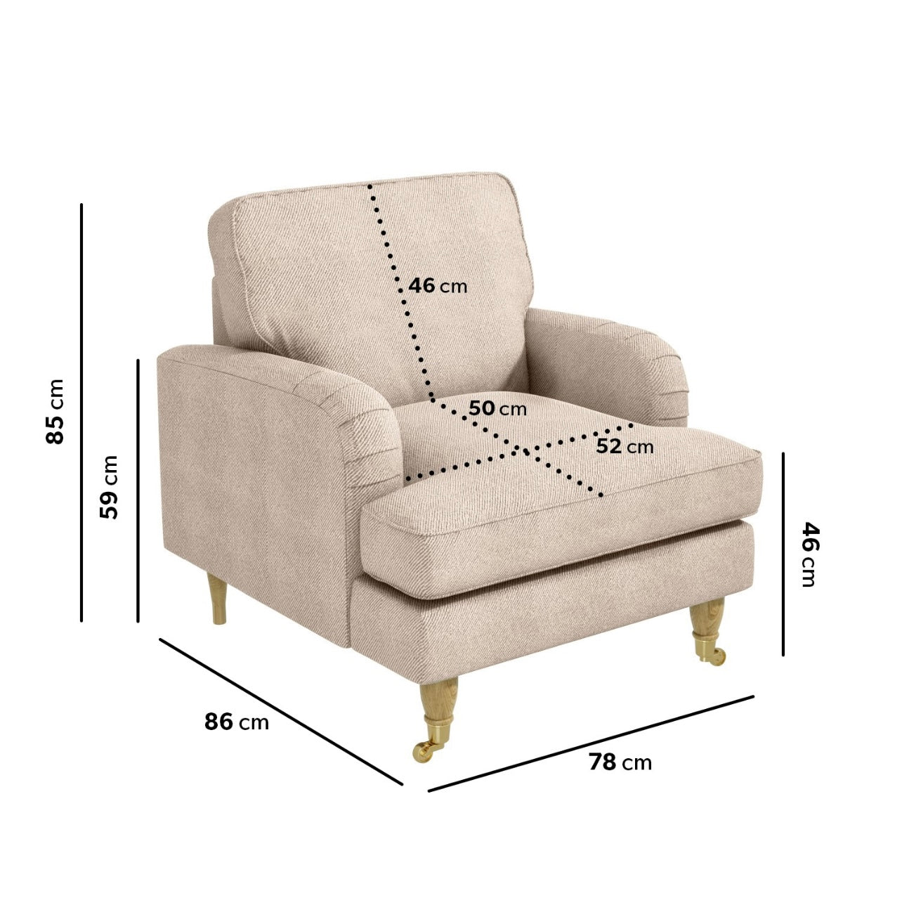 Armchair Plush Upholstered Classic and Tailored