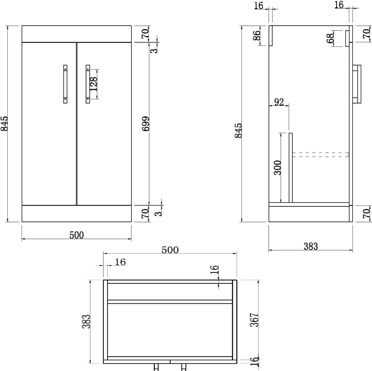 White Vanity Unit with Basin and Handles