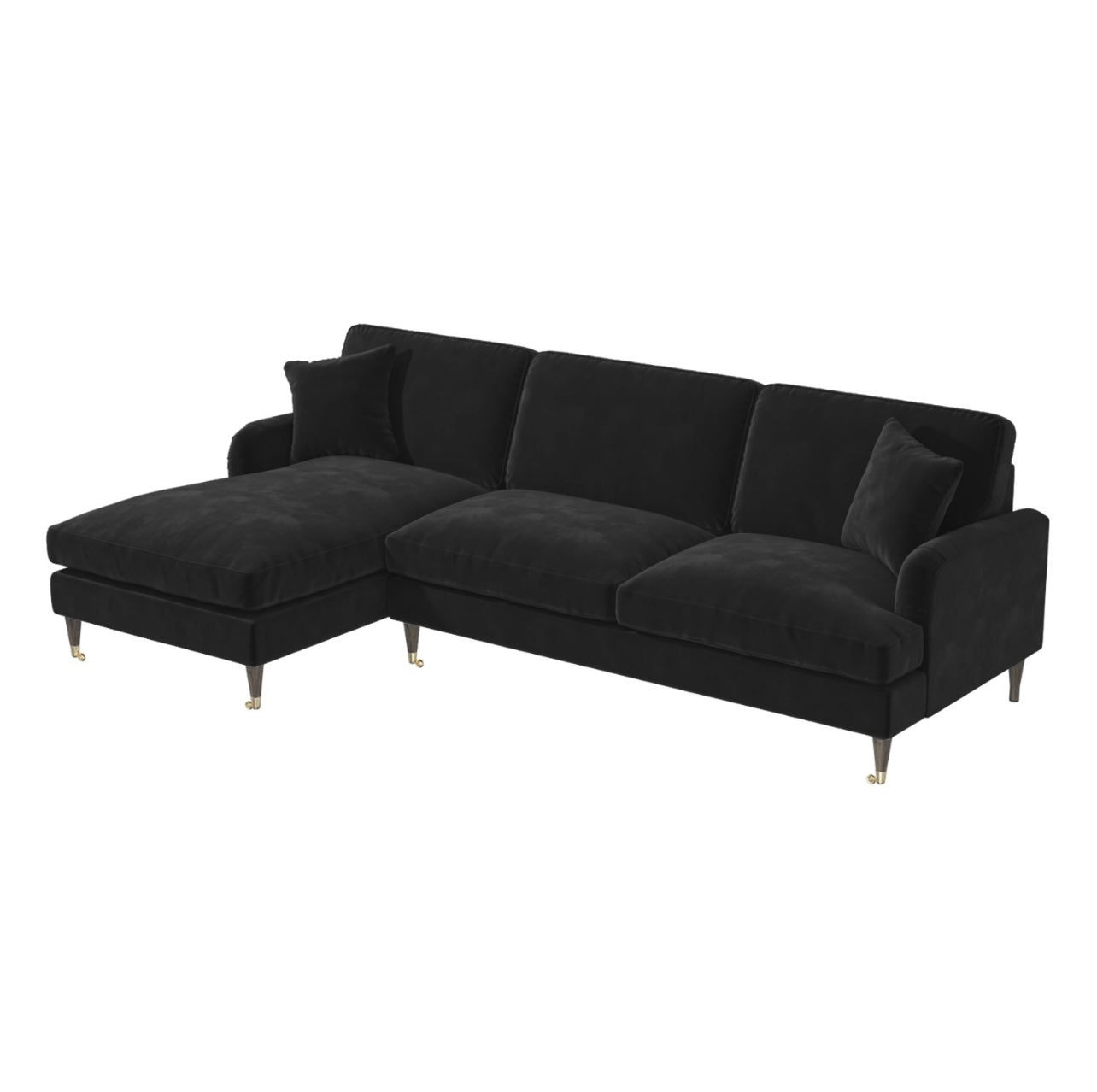 4 Seater Sofa L Shaped in Velvet with Cushions