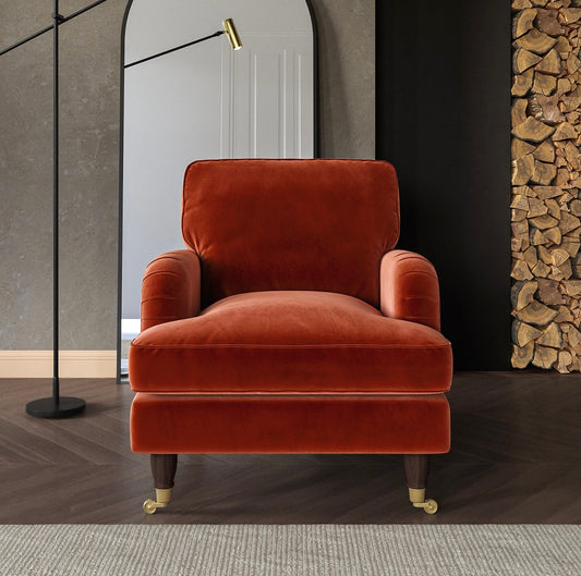 Velvet Armchair Plush Upholstered Classic and Tailored