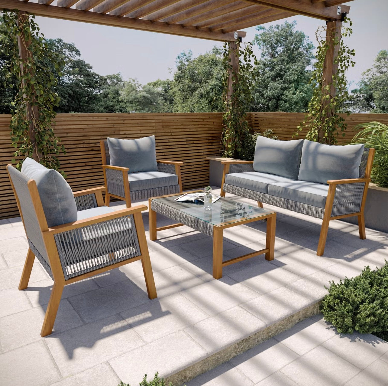 Rattan Garden Sofa Set 4 Seater Outdoor Patio