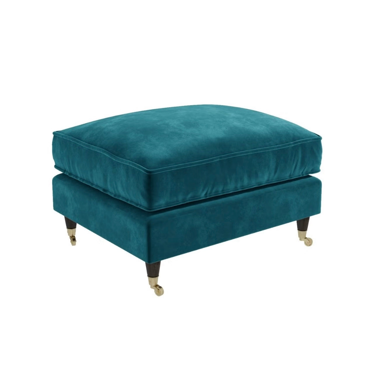 Velvet Footstool Upholstered in Blue
