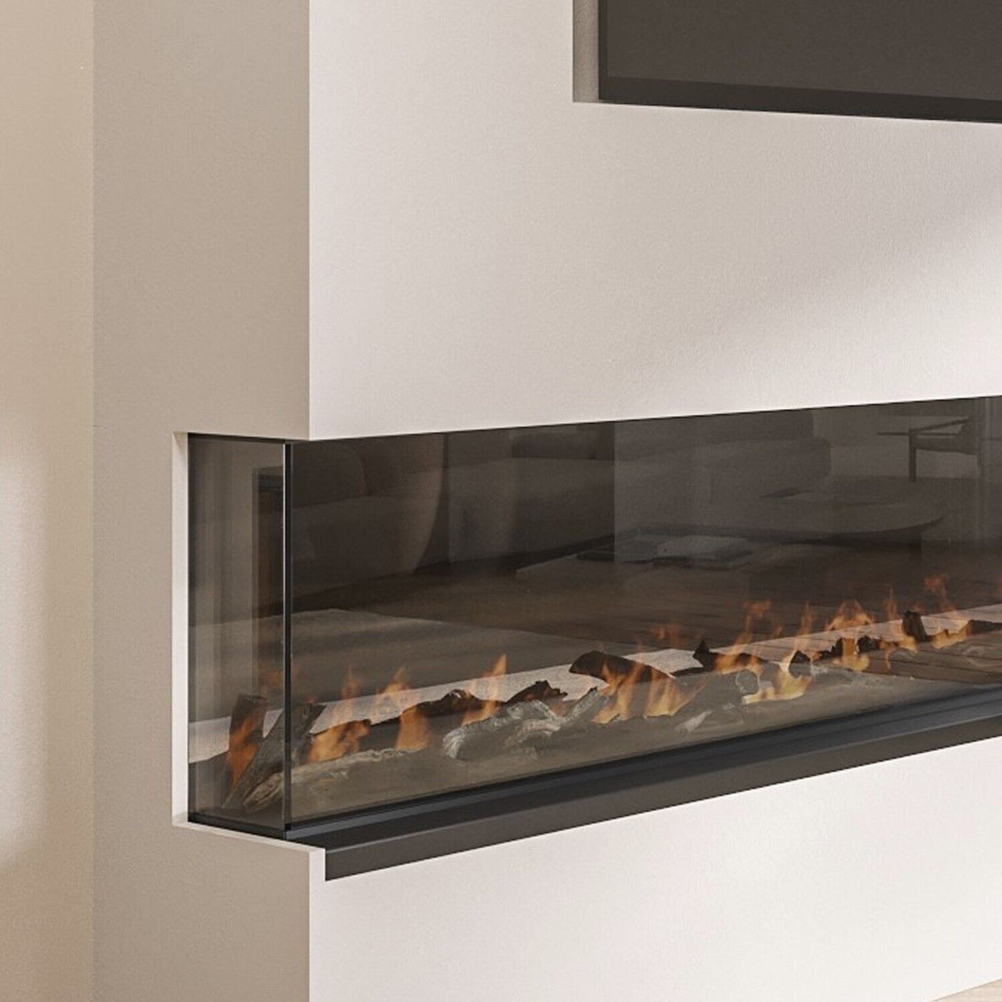 Electric Fire in Black Media Wall Inset with LED Flames