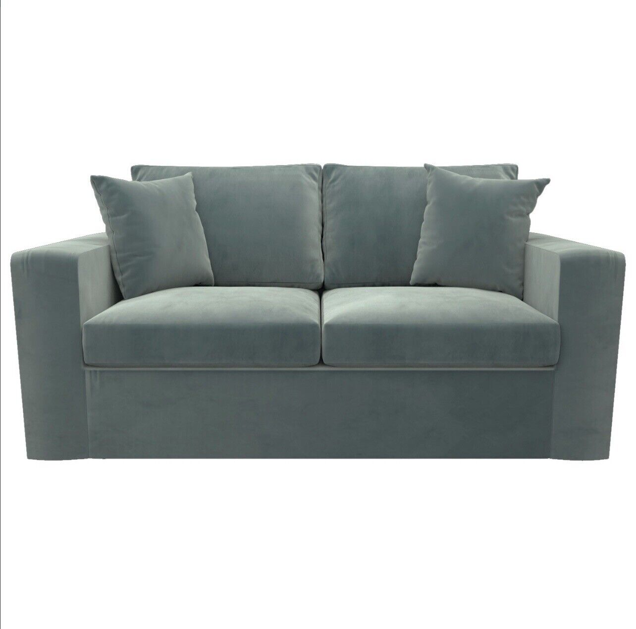 Green Sofa Bed 2 Seater in Velvet with Cushions