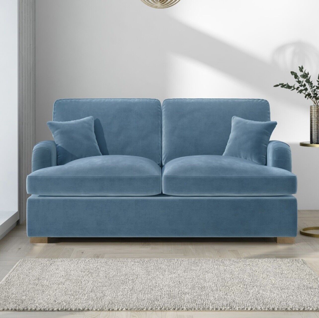 Velvet 2 Seater Sofa Bed with Cushions