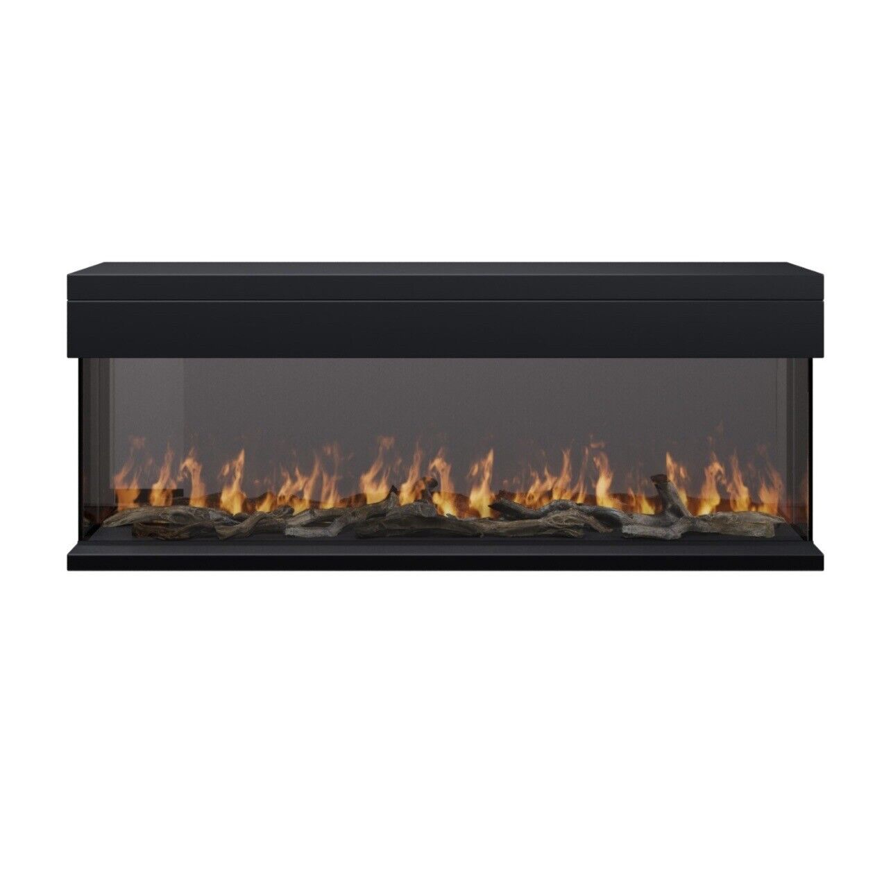 Electric Fire Media Wall Inset with LED Flames