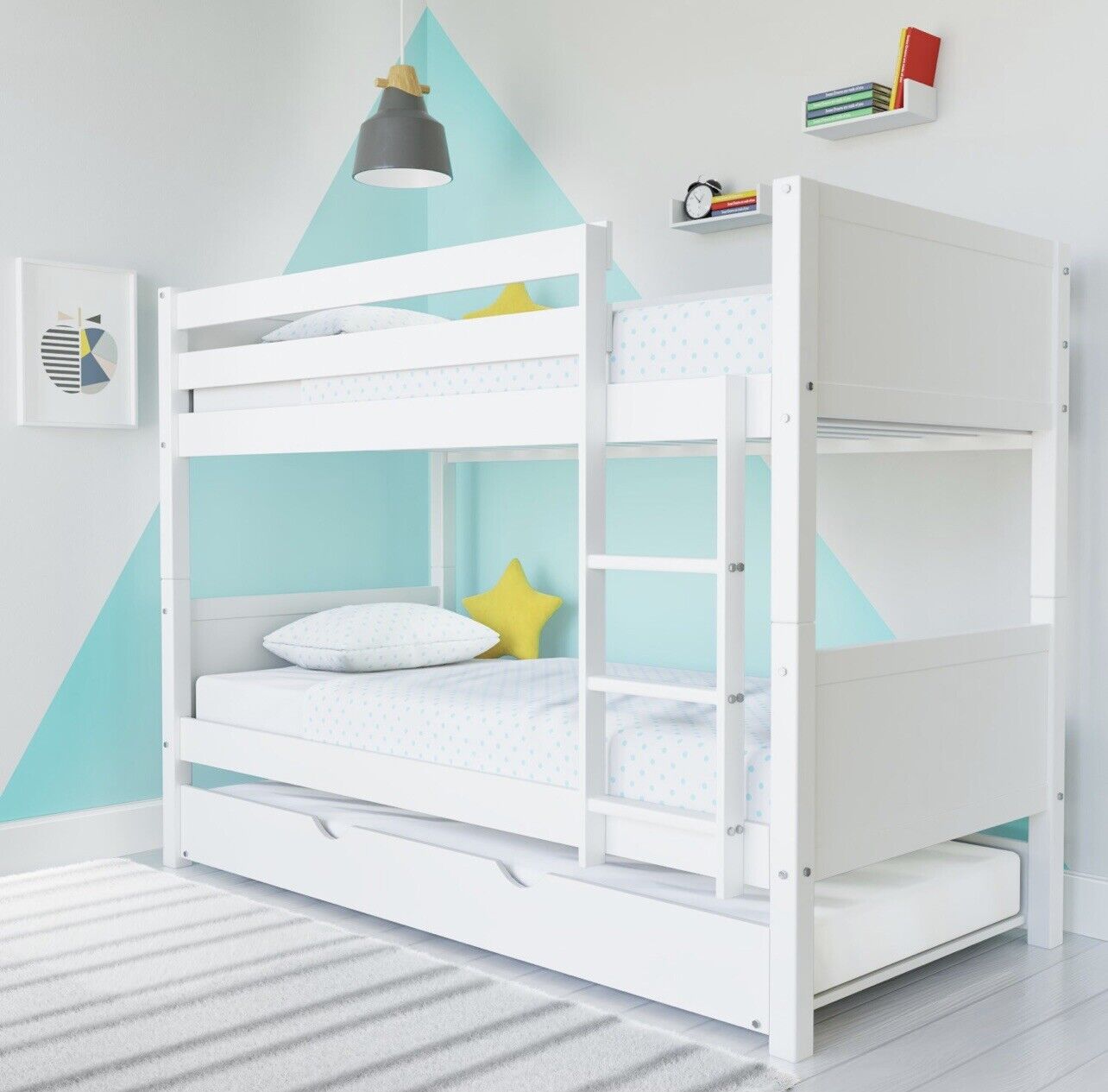 Kids Bunk Bed with Built in Stairs and Pull Out Trundle