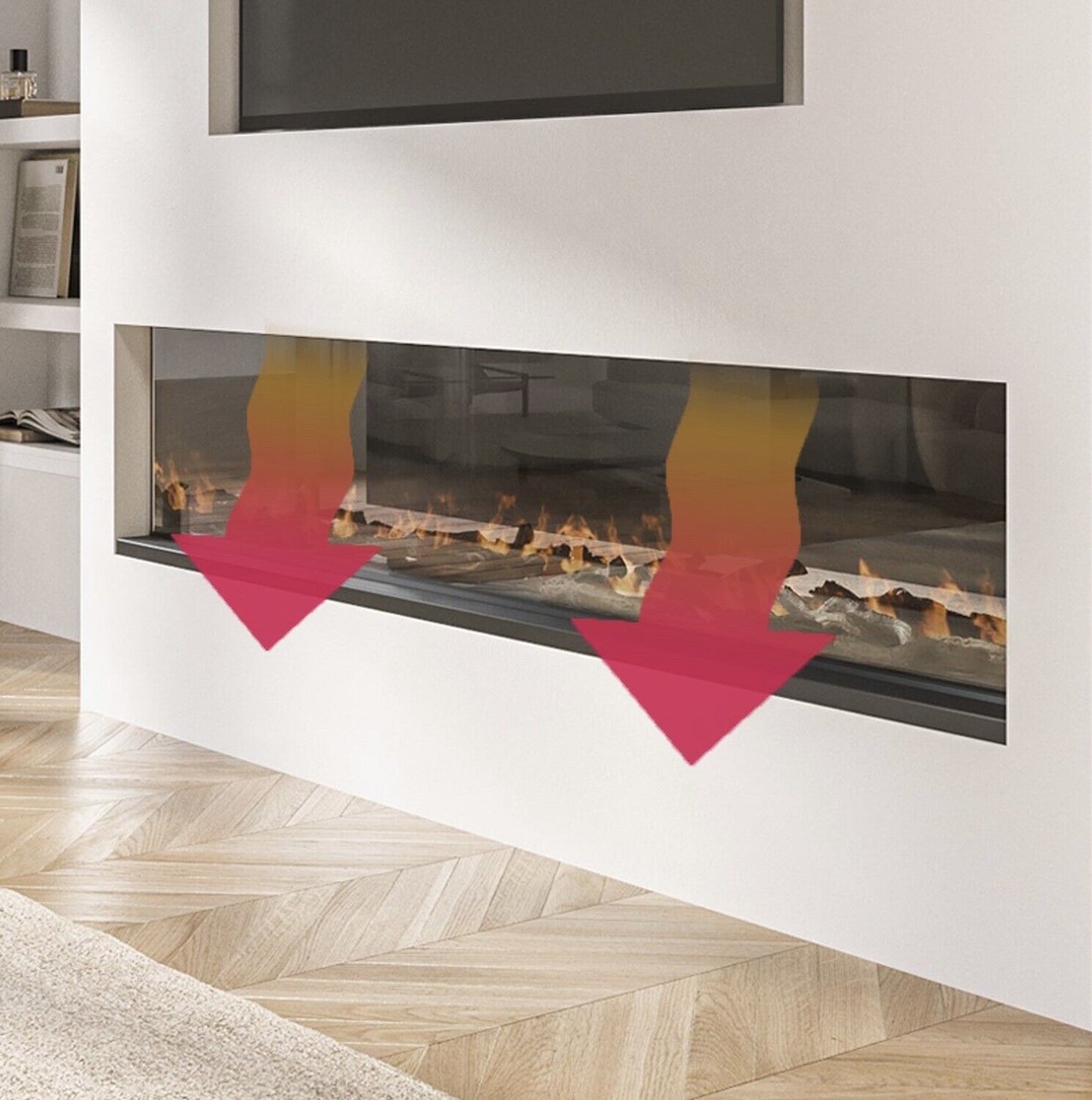 Electric Fire Media Wall Inset with LED Flames