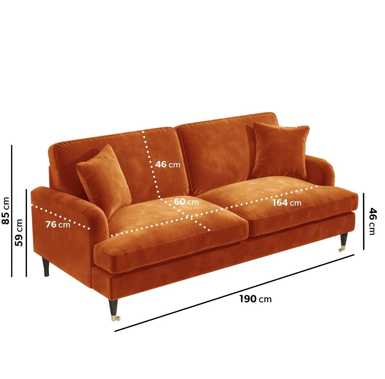 Velvet Sofa 3 Seater with Cushions