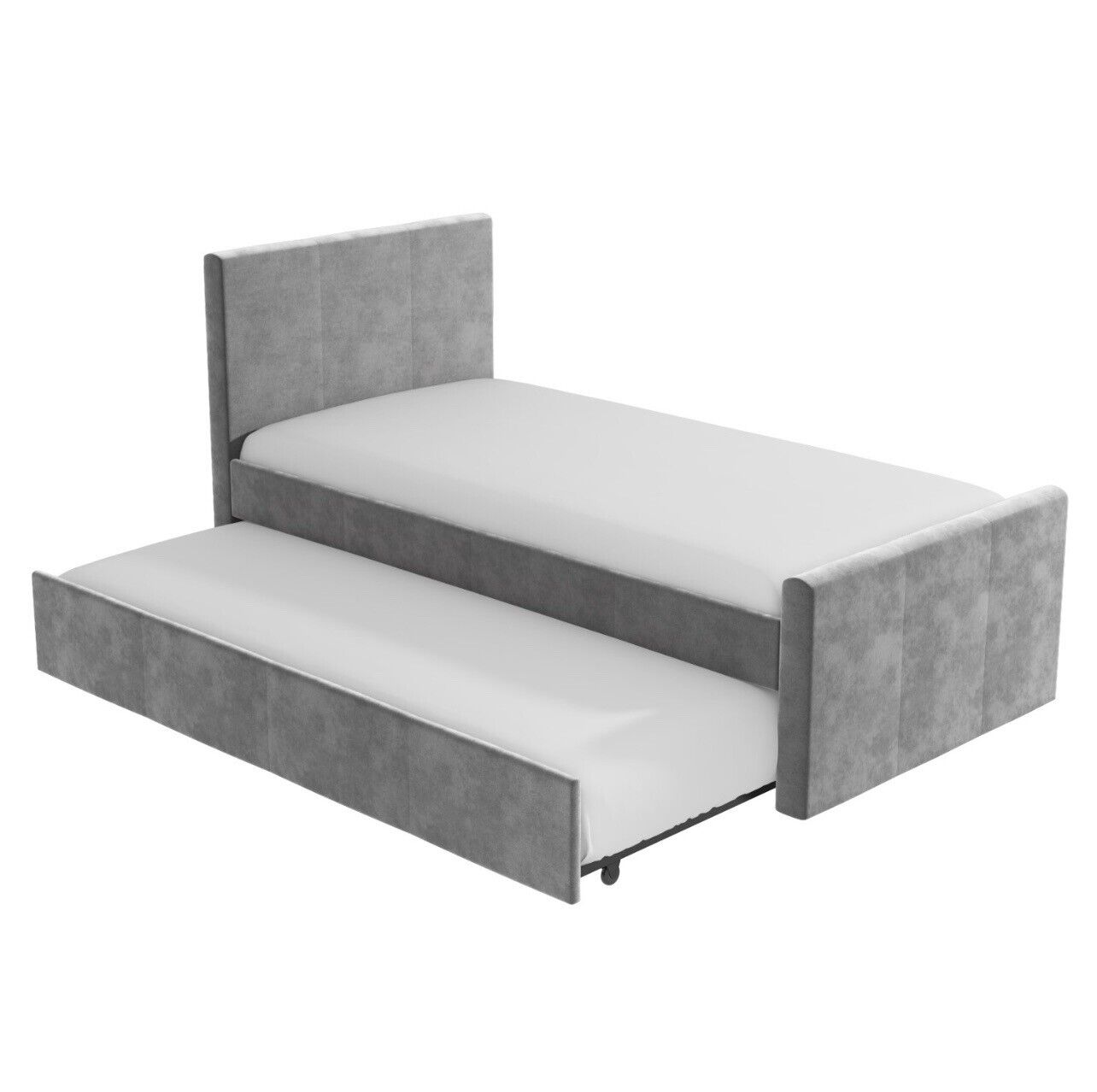Velvet Guest Bed in Grey with Pull Out Trundle