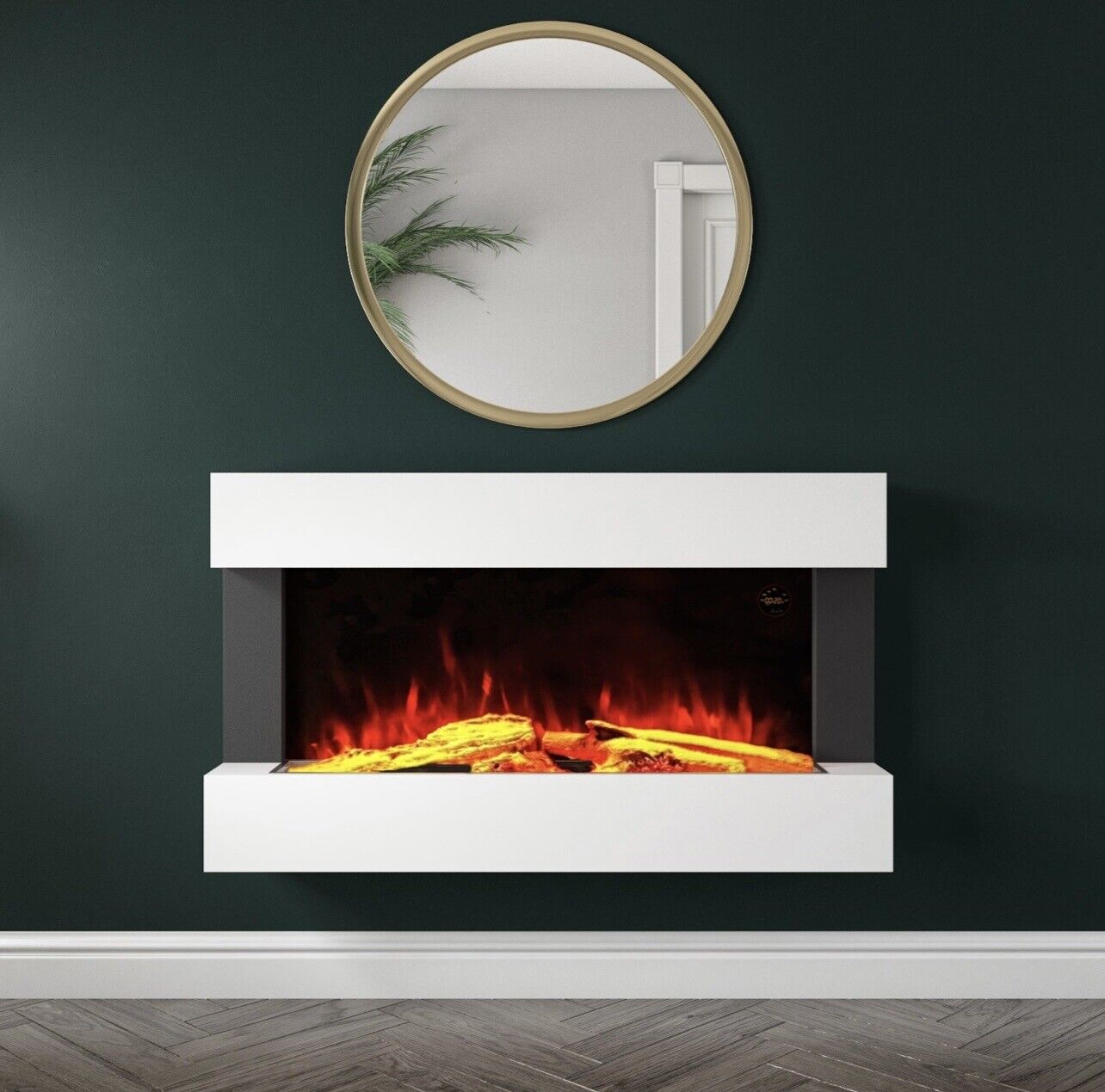 Electric Fire in White with LED Flames and Remote Control