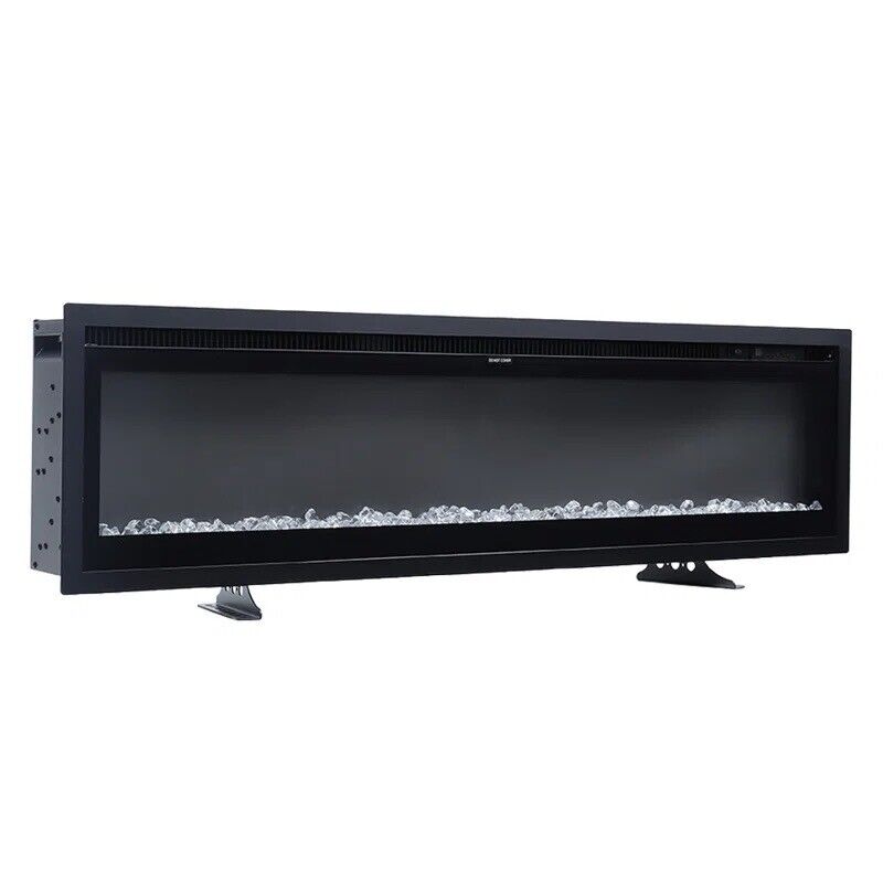 Electric Fire Black Media Wall Inset with LED Flames