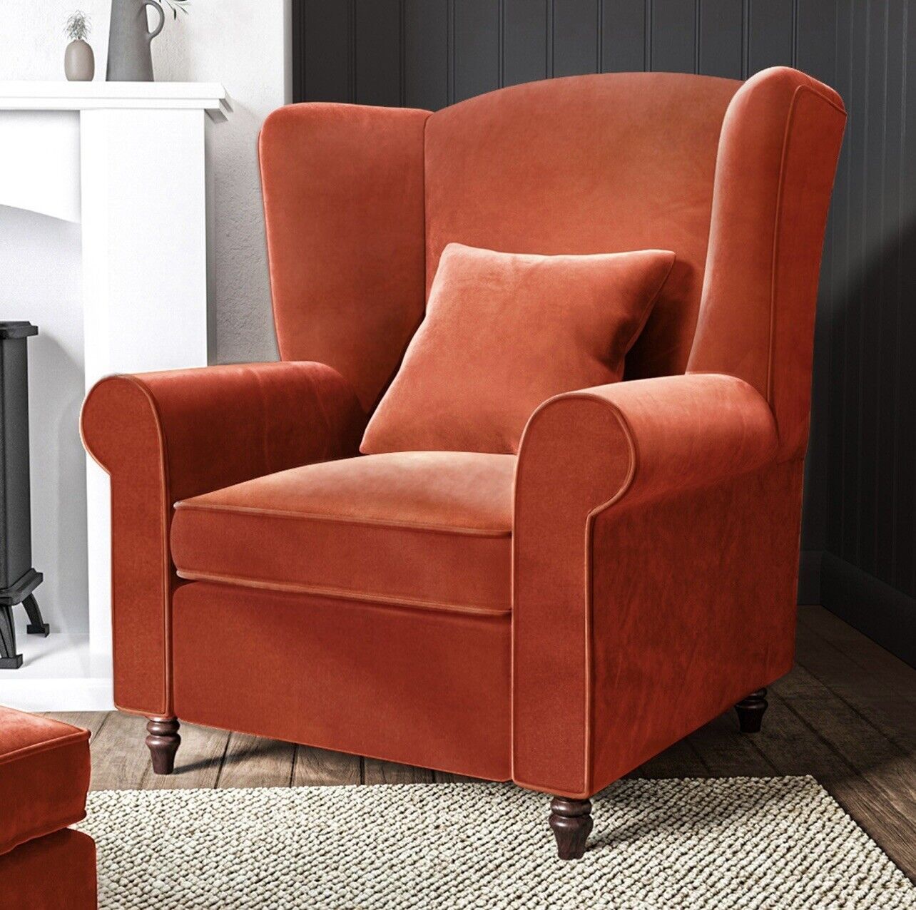 Velvet Armchair with Supportive Back