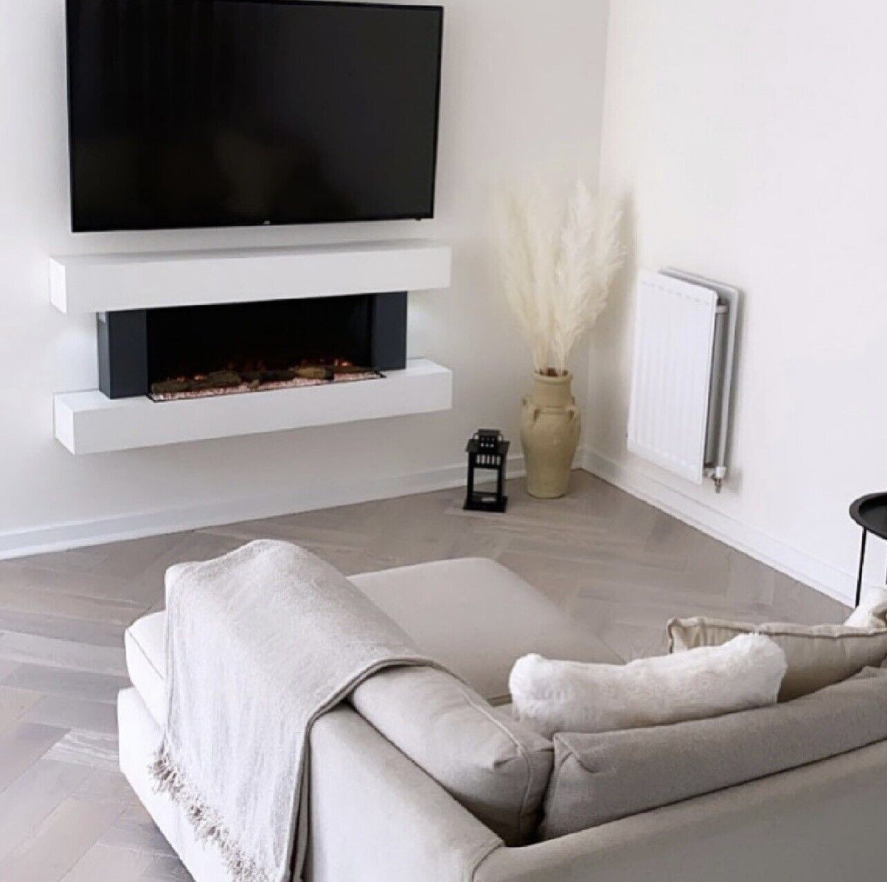 White Electric Fire with LED Flames and Remote Control