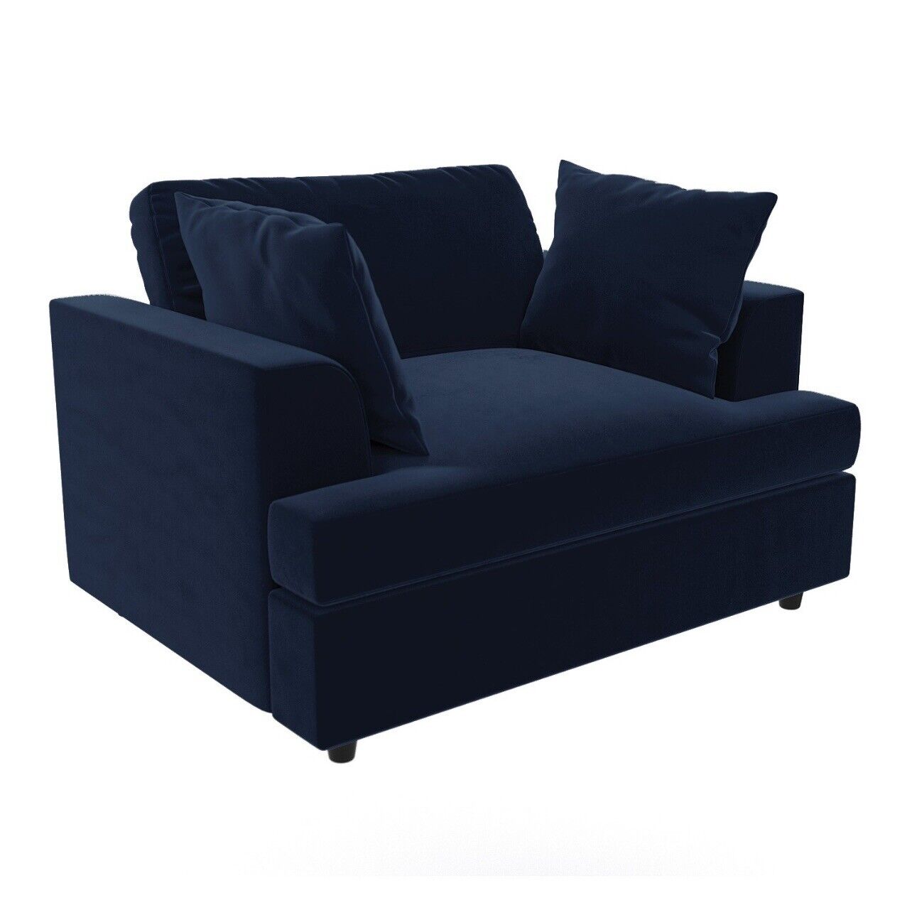 Velvet Loveseat Sofa 2 Seater in Blue with Cushions
