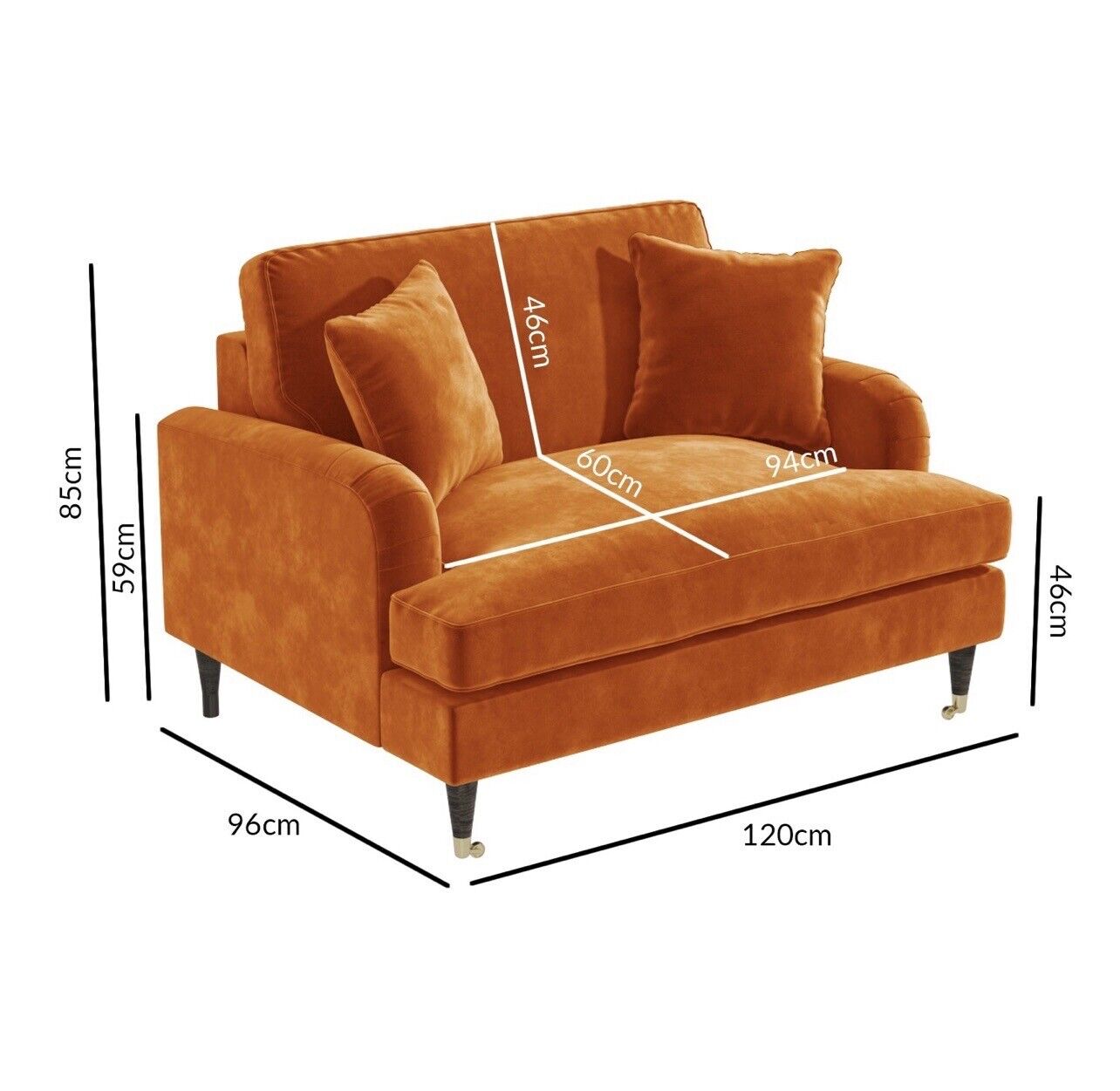 Loveseat 2 Seater Velvet Sofa Couch with Cushions