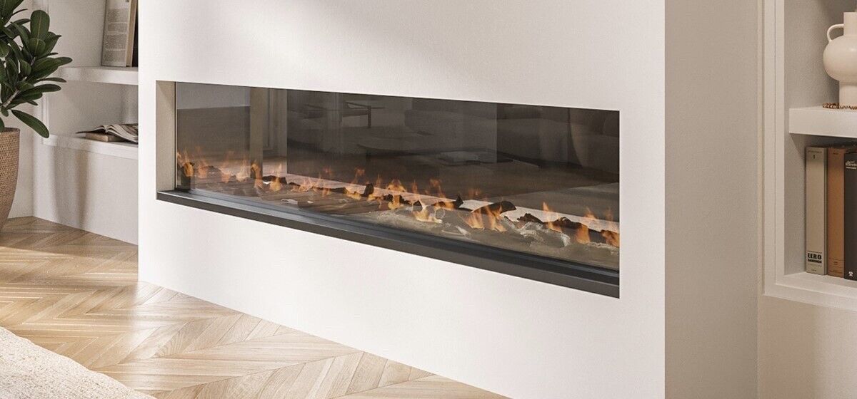 Electric Fire in Black Media Wall Inset with LED Flames