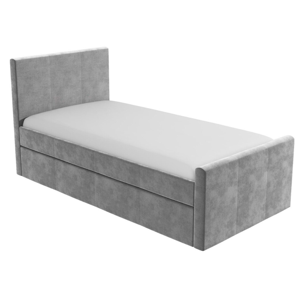 Velvet Guest Bed in Grey with Pull Out Trundle