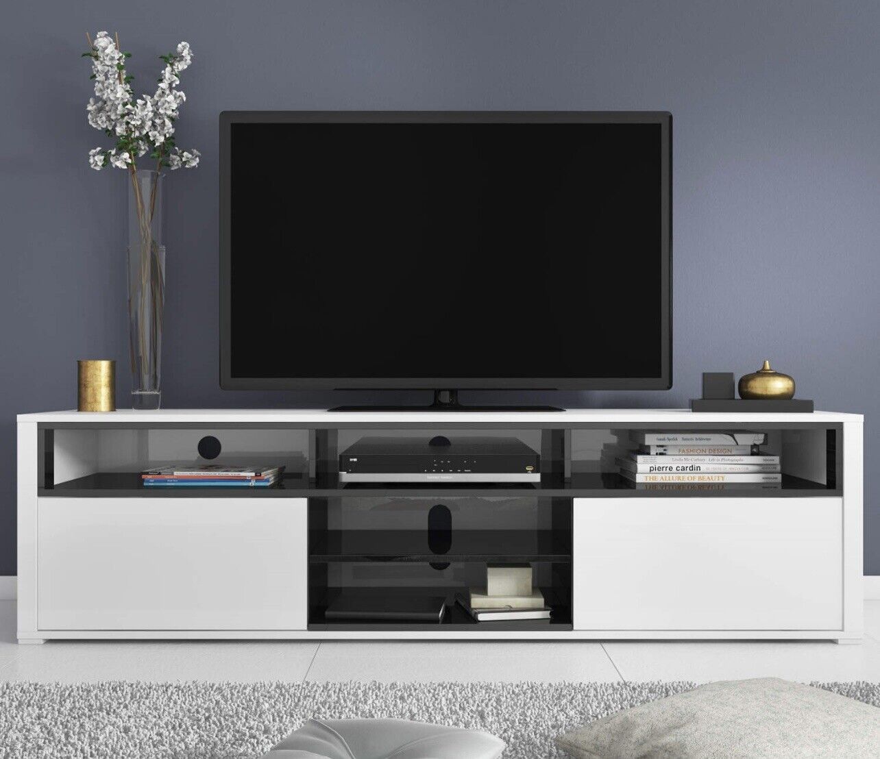 TV Unit Stand with Adjustable Shelf and Storage