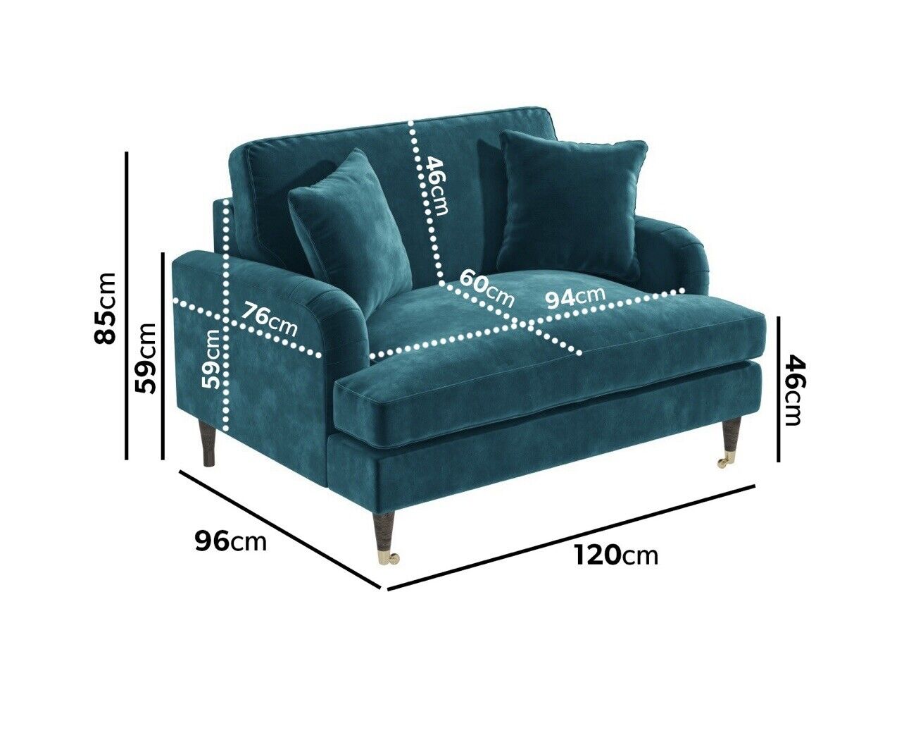 Velvet Loveseat 2 Seater Sofa Couch with Cushions