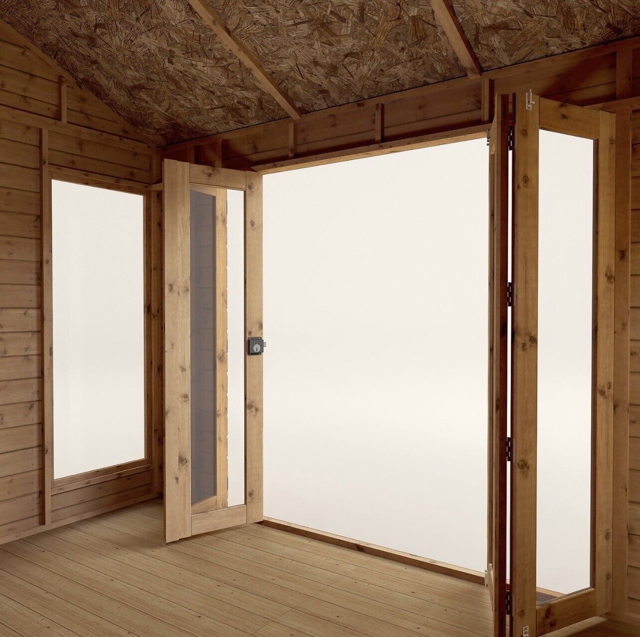 Summerhouse with Bi-Fold Doors Shatterproof and Lockable