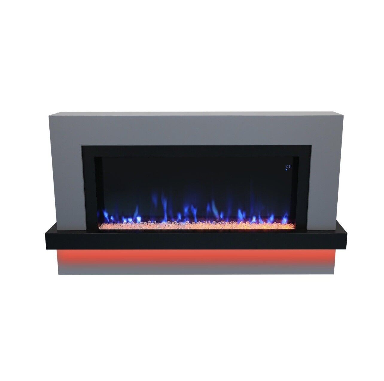 Electric Fireplace in Grey with LED Flames and Remote Control