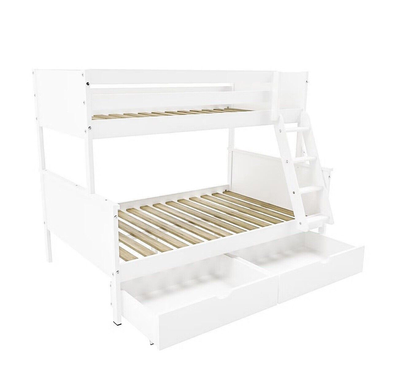 Kids Bunk Bed in White Sleeps 3 with Drawers
